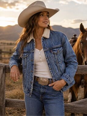 Levi’s Ex Boyfriend Sherpa Lined Trucker Denim Jacket Aritzia Womens S